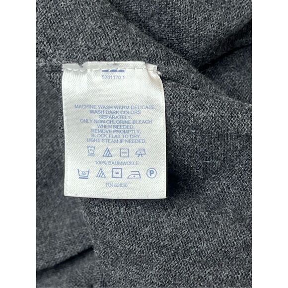 Lands End Gray Cotton V-neck Sweater sz XL 46/48 Modern‎ Classic - Picture 7 of 9